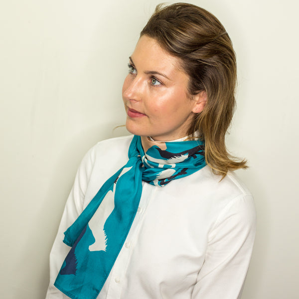 The Gallop Skinny Scarf - Azure Blue