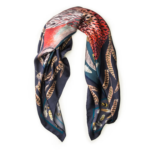 The Covey Silk Scarf - Midnight