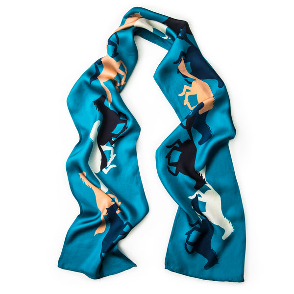 The Gallop Skinny Scarf - Azure Blue